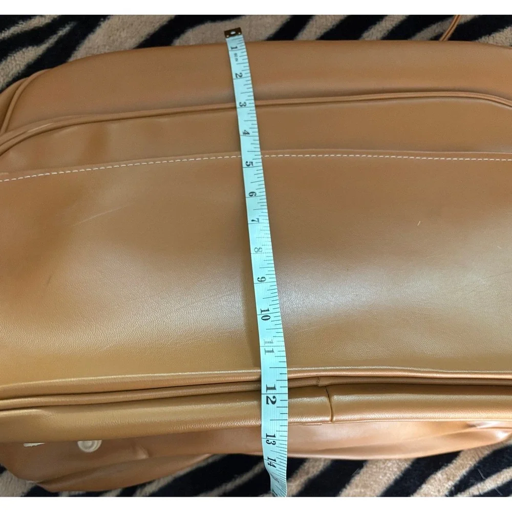 Vintage Tan Faux Leather Travel Bag Set Lot of 3 YKK Zippers Retro Luggage READ